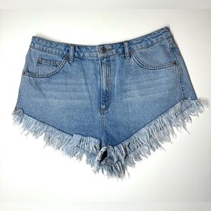 TopShop Women’s Kiri Denim Frayed Hem Shorts Size- 10